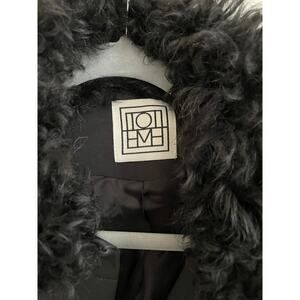 Toteme shearling collar gabardine jacket black 32